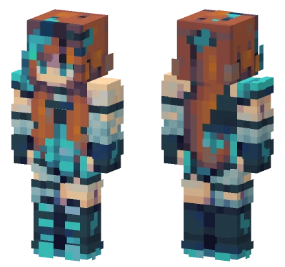 Brown and Teal Hoodie Minecraft skin