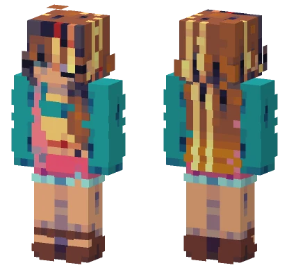 Brown and Teal Outfit Minecraft skin