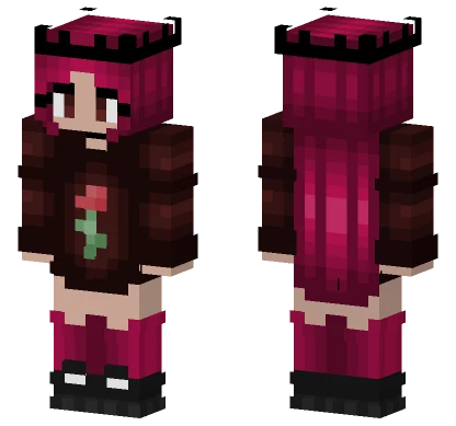 Brown Outfit Pink Hair Rose Minecraft skin