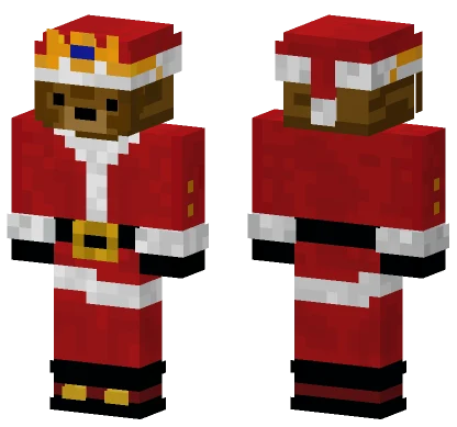 Brown Santa Bear With Crown Minecraft skin