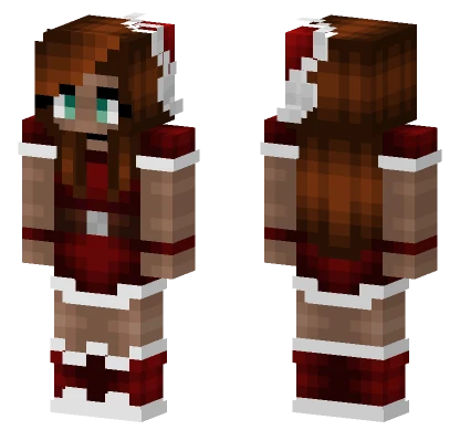 Christmas Brunette Santa Outfit Minecraft skin