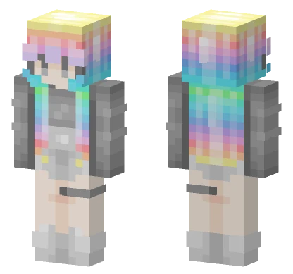 Chroma Rainbow Hair Girl Minecraft skin