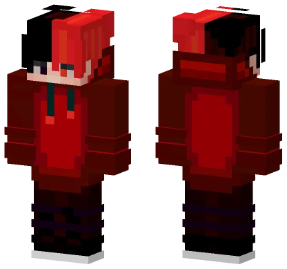 Cool Black and Red Hoodie Guy Minecraft skin