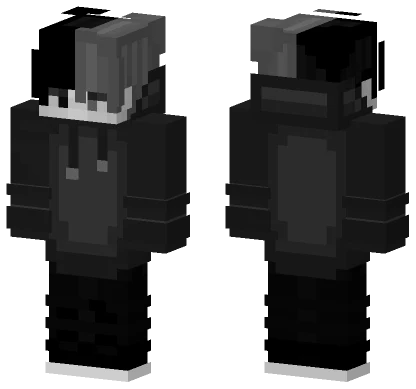 Cool Black White Hoodie Guy Minecraft skin
