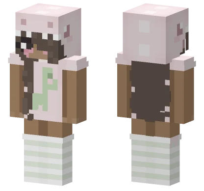 Cute Black Dino Pink Egirl Minecraft skin