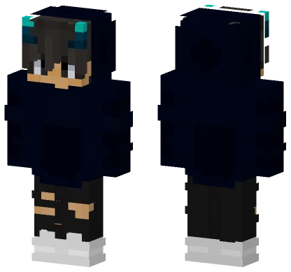 Cute Dark Blue Hoodie Minecraft skin