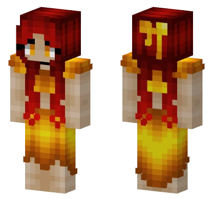 Cute Redhead Phoenix Fire Minecraft skin