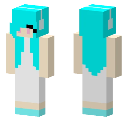 Cyan Hoodie Girl Minecraft skin