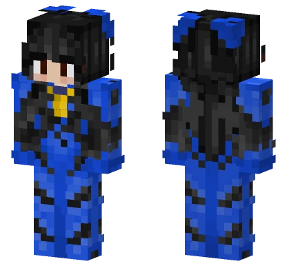 Dark Hair Blue Asuka Minecraft skin