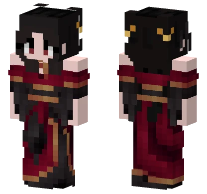 Dark Red Dress Girl Minecraft skin