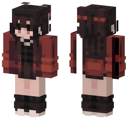 Dark Red Hoodie Girl Minecraft skin