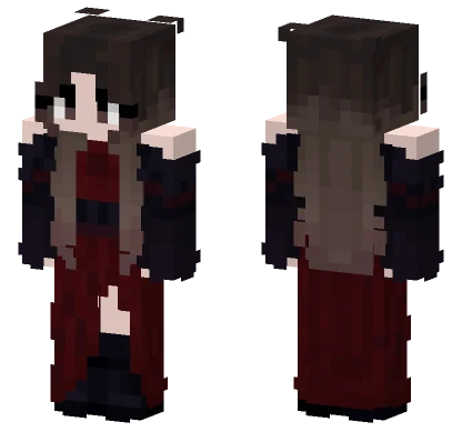 Dark Red Outfit Girl Minecraft skin