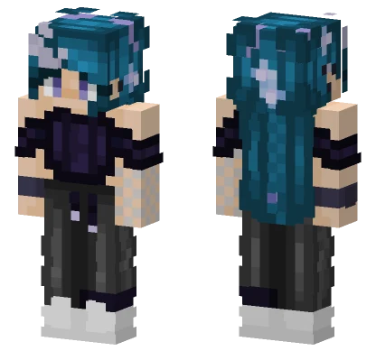 Dark Teal Hair Girl Minecraft skin