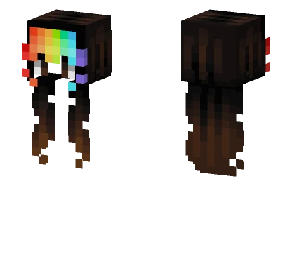 Female Black Fade Brunette Rainbow Bangs Minecraft skin