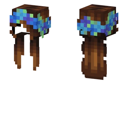 Female Dark Brunette Blue Flowers Minecraft skin