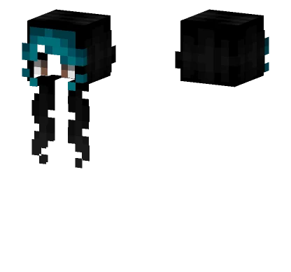 Female HB Black Cyan Bangs V2 Minecraft skin