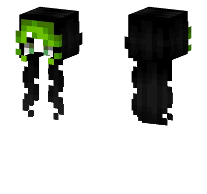 Female HB Black Green Bangs Minecraft skin