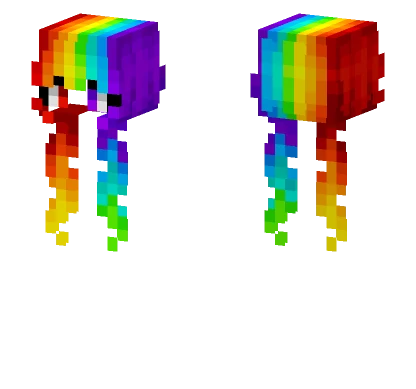 Female HB Long Neon Rainbow Pigtails Minecraft skin