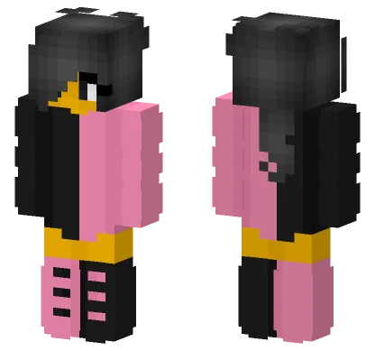 Female Pink N Black Ponytail Minecraft skin