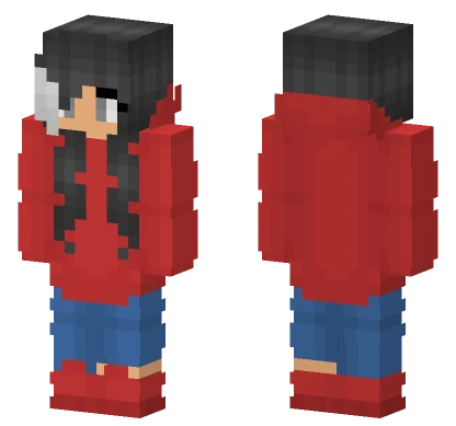Female Red Hoodie Minecraft skin