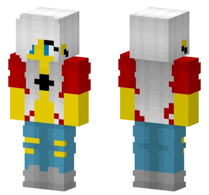 Female White Hair Ripped Jeans Minecraft skin
