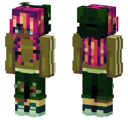Forest Pink Hair Style Minecraft skin