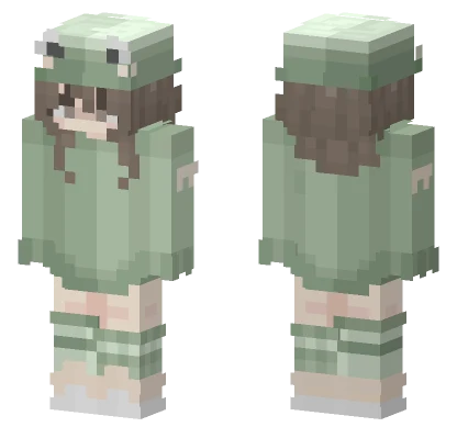 Froggie Girl Pink Green Minecraft skin