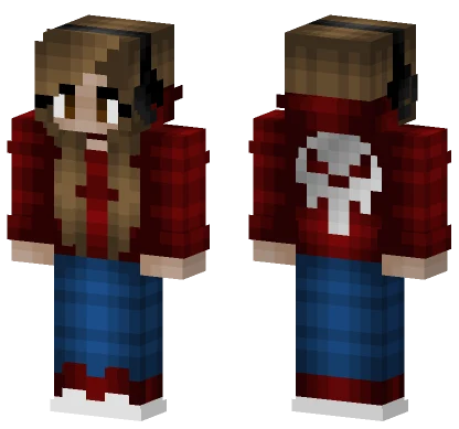 Gamer Girl Red Skull Hoodie Minecraft skin