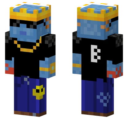 Gangster Blue Axolotl Crown Minecraft skin