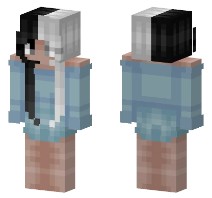 Girl Black White Hair Baby Blue Outfit Minecraft skin