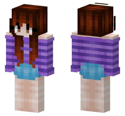Girl Brown Hair Purple Stripes Minecraft skin