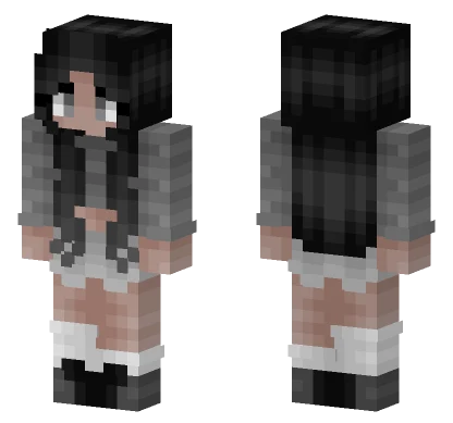 Girl Gray and Black Shoes Socks Minecraft skin
