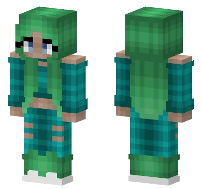 Girl Green And Cyan Minecraft skin