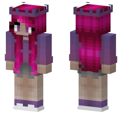 Girl Valentine Pink Hair Sweater Shorts Minecraft skin