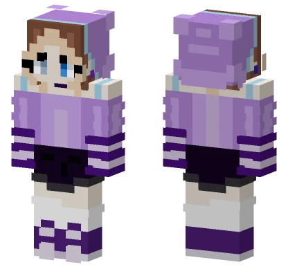 Girl With Brown Hair Purple Blue Outfit Minecraft skin