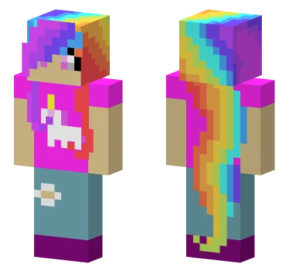 Girl With Rainbow Hair Minecraft skin