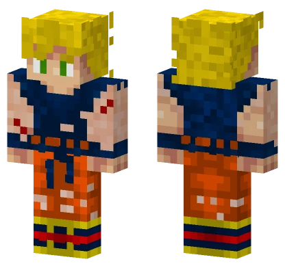 Goku Super Saiyan Battle Damage Minecraft skin