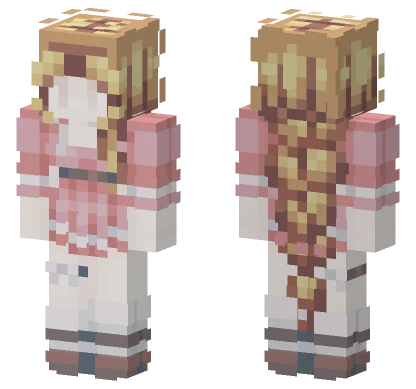 Golden Braid Pink Dress Minecraft skin