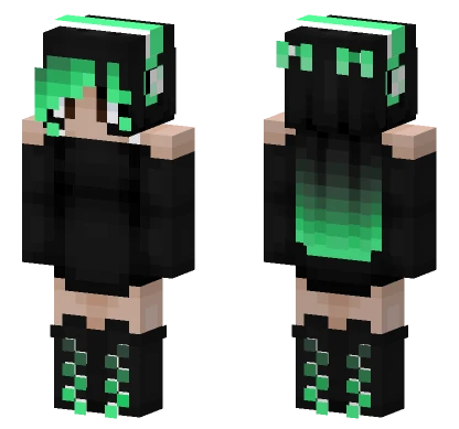 Goth Gamer Girl Green Minecraft skin