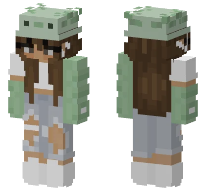 Green Axolotl Girl Minecraft skin