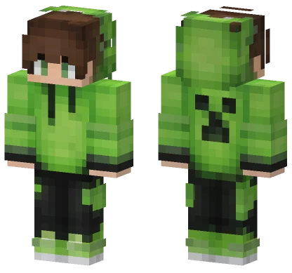 Green Creeper Hoodie Boy Minecraft skin
