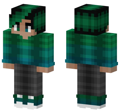 Green Fade Blue Black Hair Minecraft skin