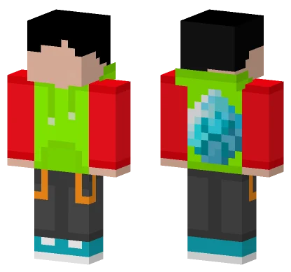 Green Hoodie Diamond Boy Minecraft skin