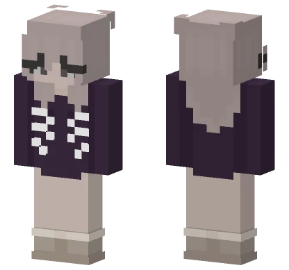 Grey Cat Girl Minecraft skin