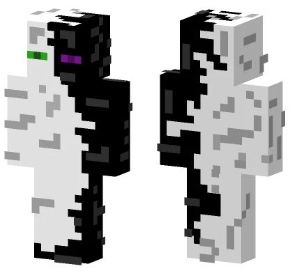 Half Black Half White Enderman Minecraft skin