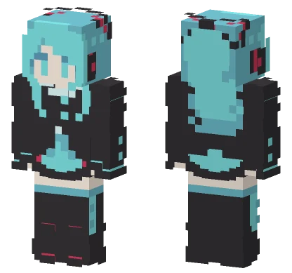 Hatsune Miku Unshaded Base Minecraft skin