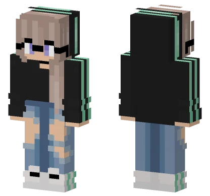 Hippy Girl Hoodie Glasses Minecraft skin