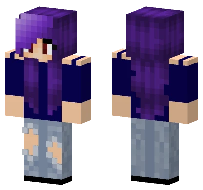 I Tried Purple Hair Minecraft skin