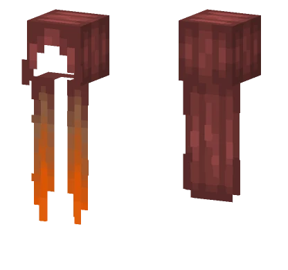 Long Orange Ombre Hair Base Minecraft skin