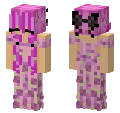 Long Pink W Flowers 2 Minecraft skin